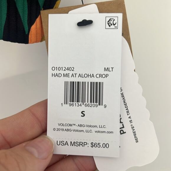 Volcom Juniors Had Me at Aloha Cropped Bikini Top Size Small - Picture 4 of 6